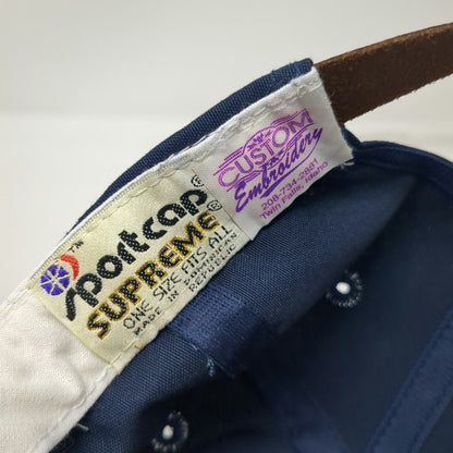 Sportcap Supreme 5 Panel Blue One Size Rope Brim Leather Strap Idaho Lumber Hat