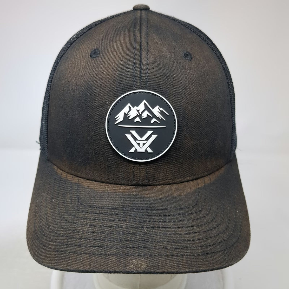 Vortex Trucker Hat Black One Size Mesh Back Mountain Patch Snapback Outdoors