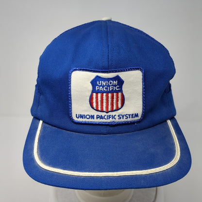 Union Pacific System Snapback Trucker Hat Blue One Size Adjustable Mesh Back