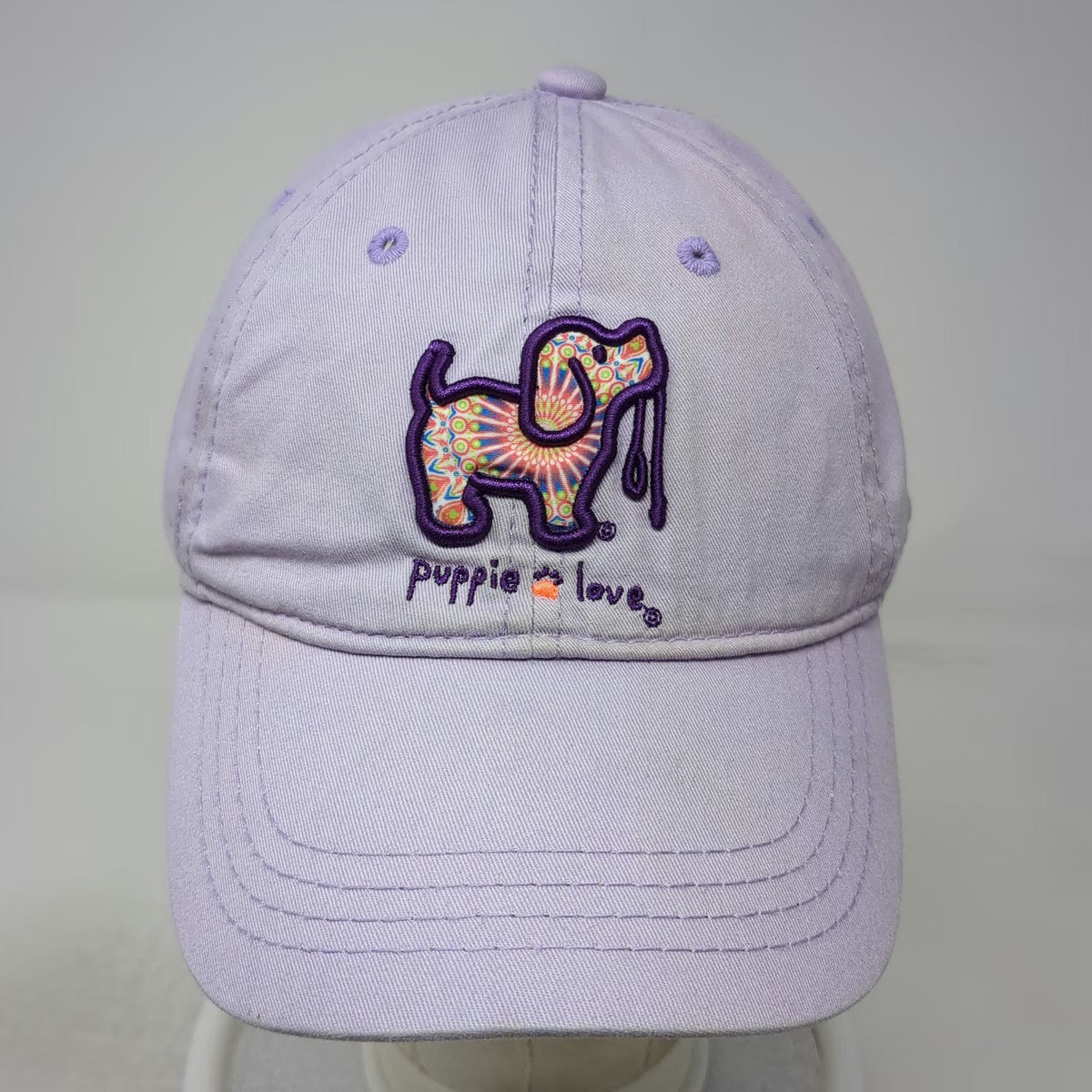 Puppie Love Baseball Cap Purple One Size Rescue Dog Mandala Graphic Hat Logo
