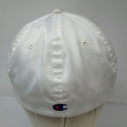 Champion Baseball Cap White XL Fitted Flexfit Embroidered Script Logo Hat
