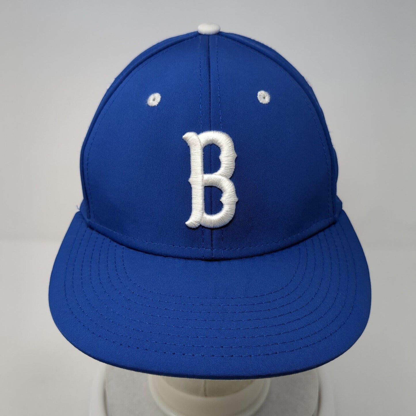 B Skull And Crossbones Fitted Hat Blue Medium Embroidered The Game