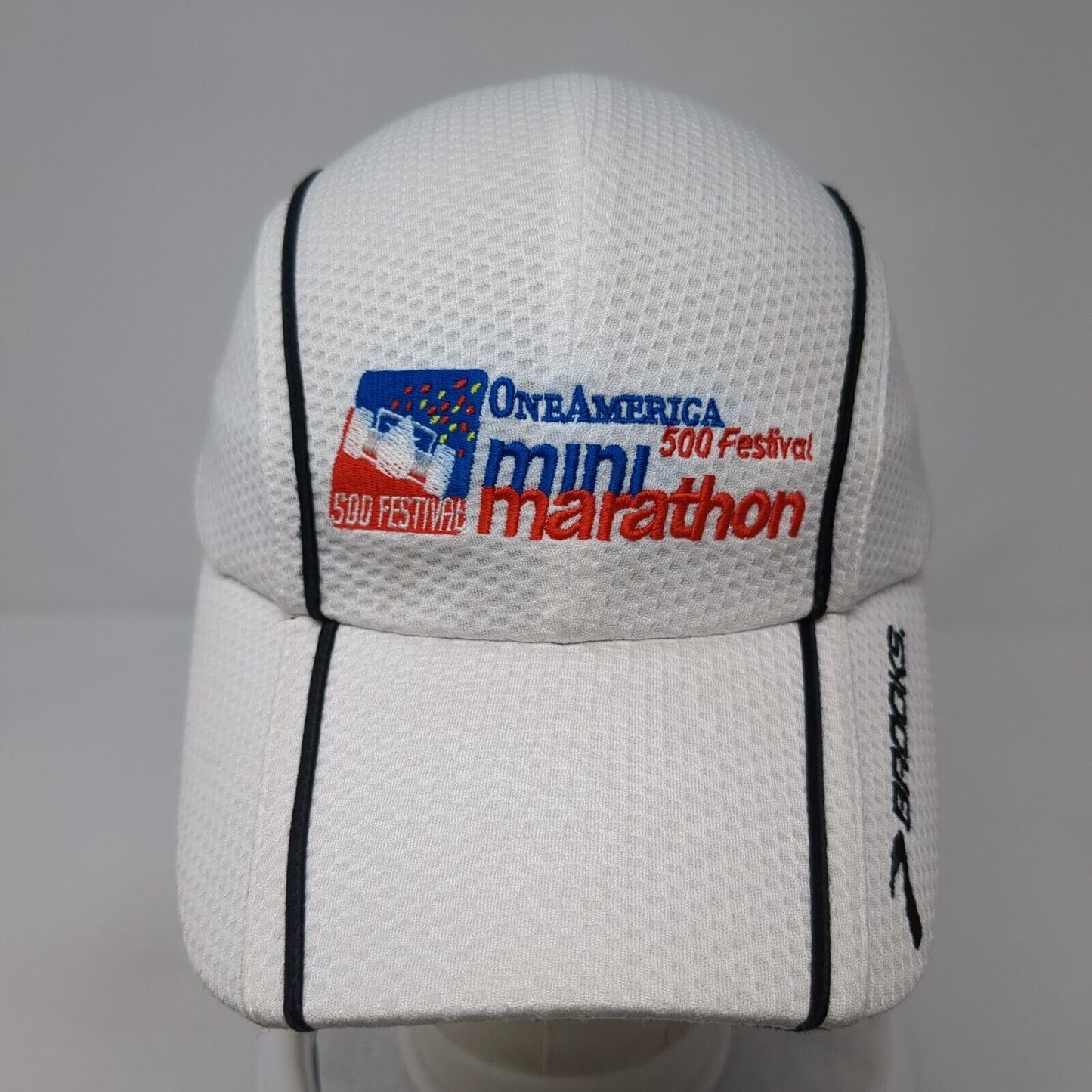 One America 500 Festival Mini Marathon 5 Panel Cap White OS Adjustable Brooks