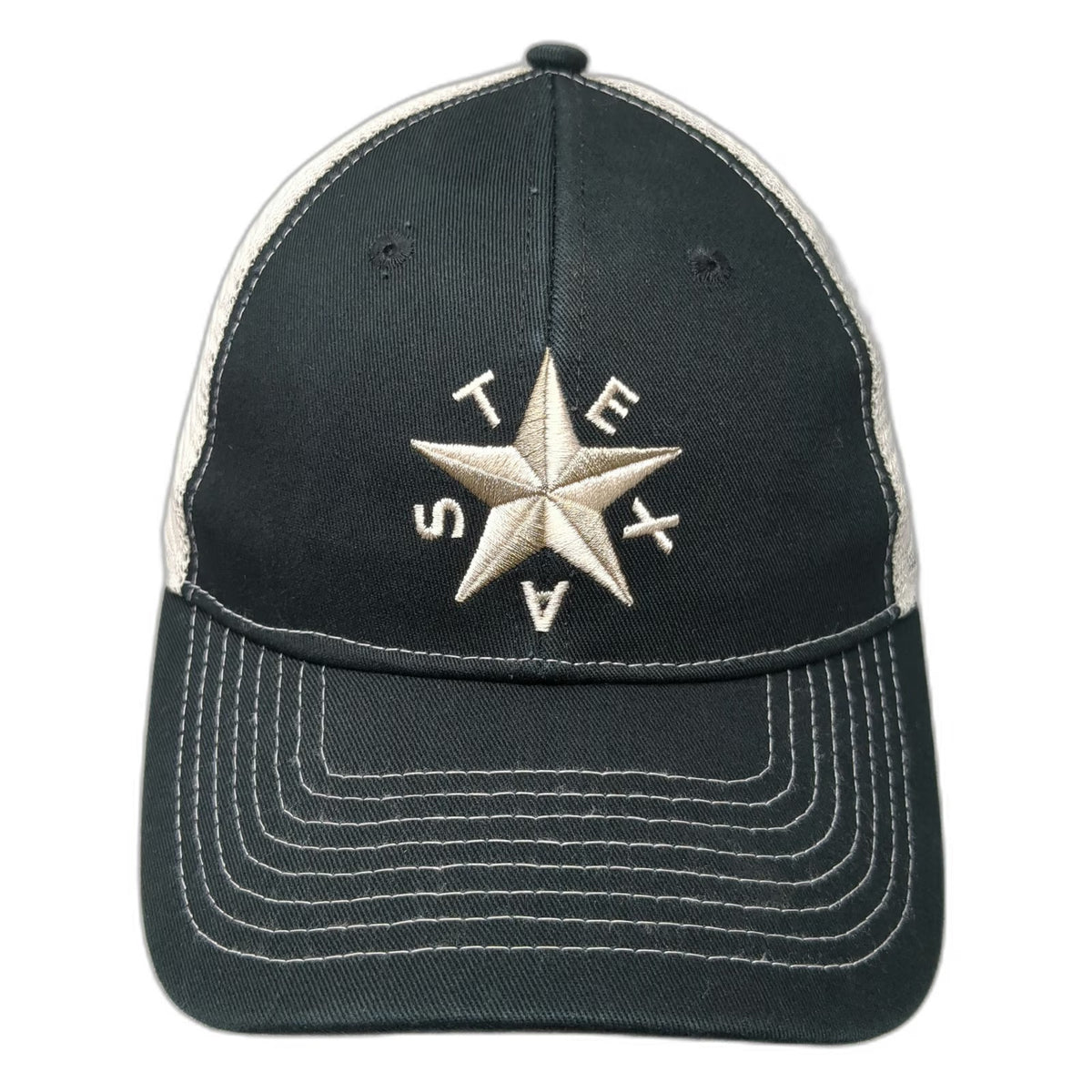 Buc-ee's Trucker Hat Black One Size Texas Star Embroidered Mesh Snapback Cap