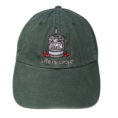 Out Of Beer Life Is Crap Slideback Hat Green One Size Adjustable