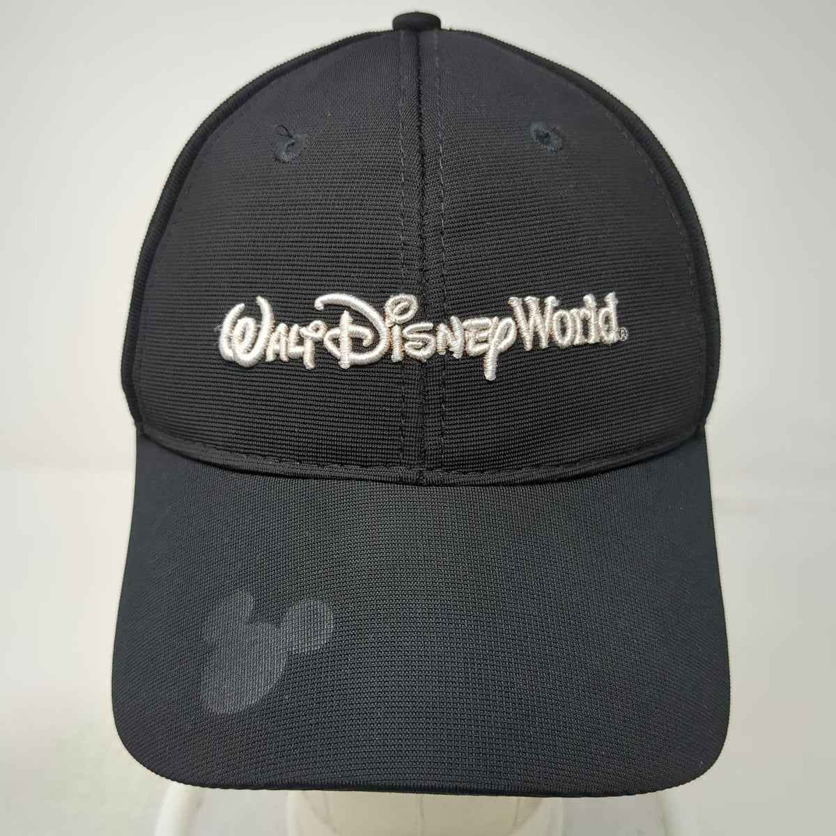 Walt Disney World Black Baseball Cap One Size Hat Stretch Fit 1971 Mickey White