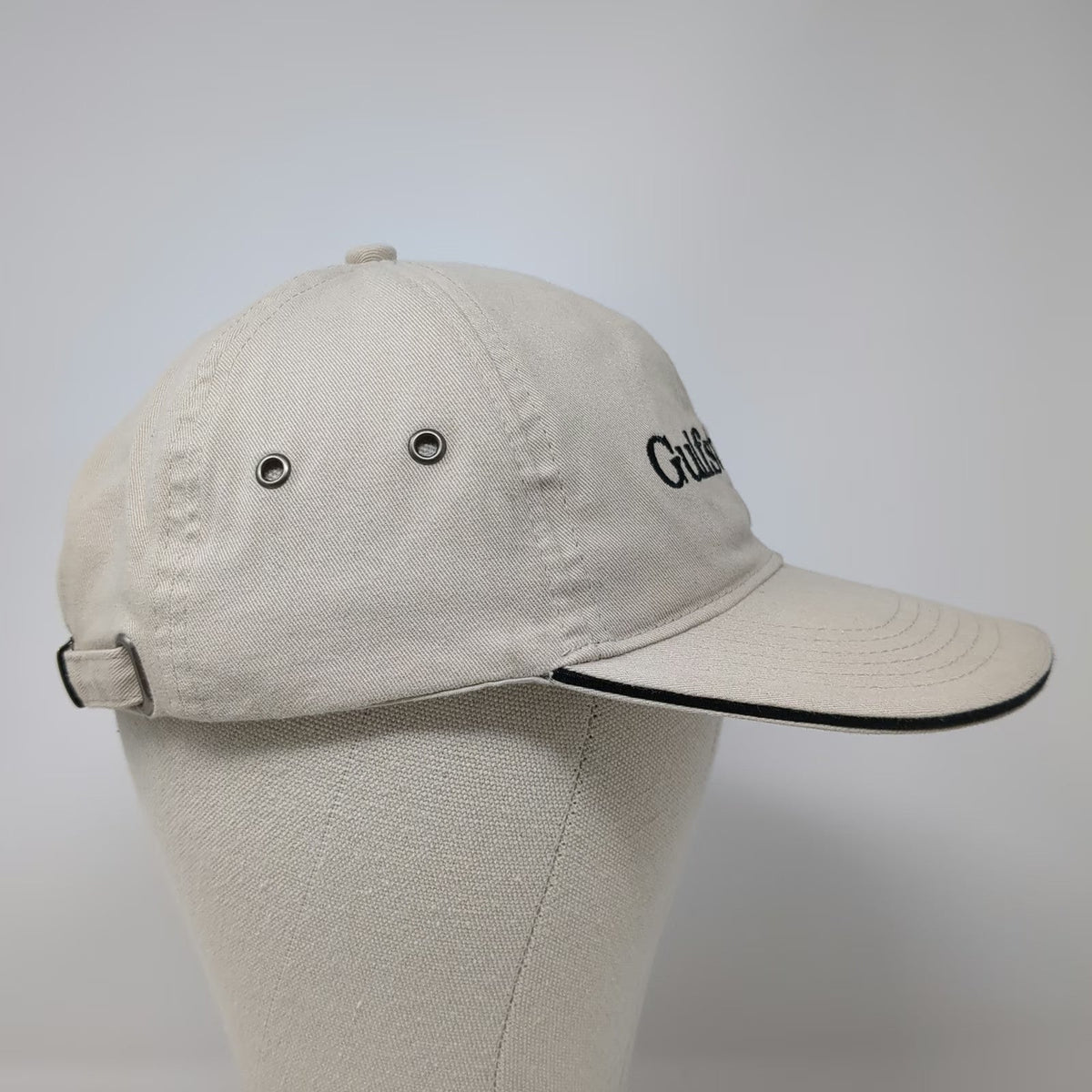 Gulfstream Baseball Cap Beige One Size Slideback Black Sandwich Brim Hat