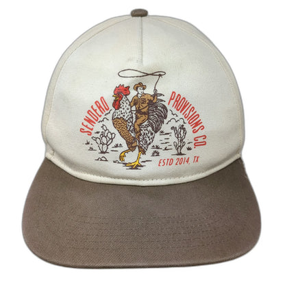 Sendero Provisions Co. 5 Panel Beige One Size Snapback Rooster Cowboy Sample Hat