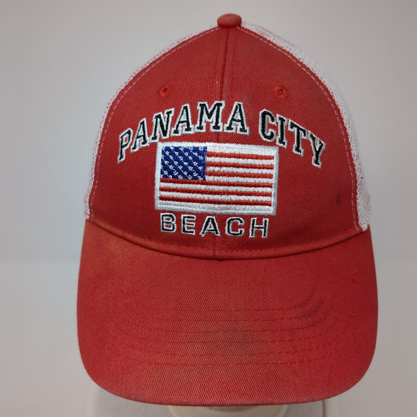 Panama City Beach Florida Snapback Trucker Hat Red OS Adjustable Patriotic Mesh