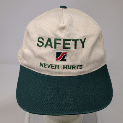 KC Caps 5 Panel Beige Green One Size Safety Never Hurts Snapback Workwear Hat