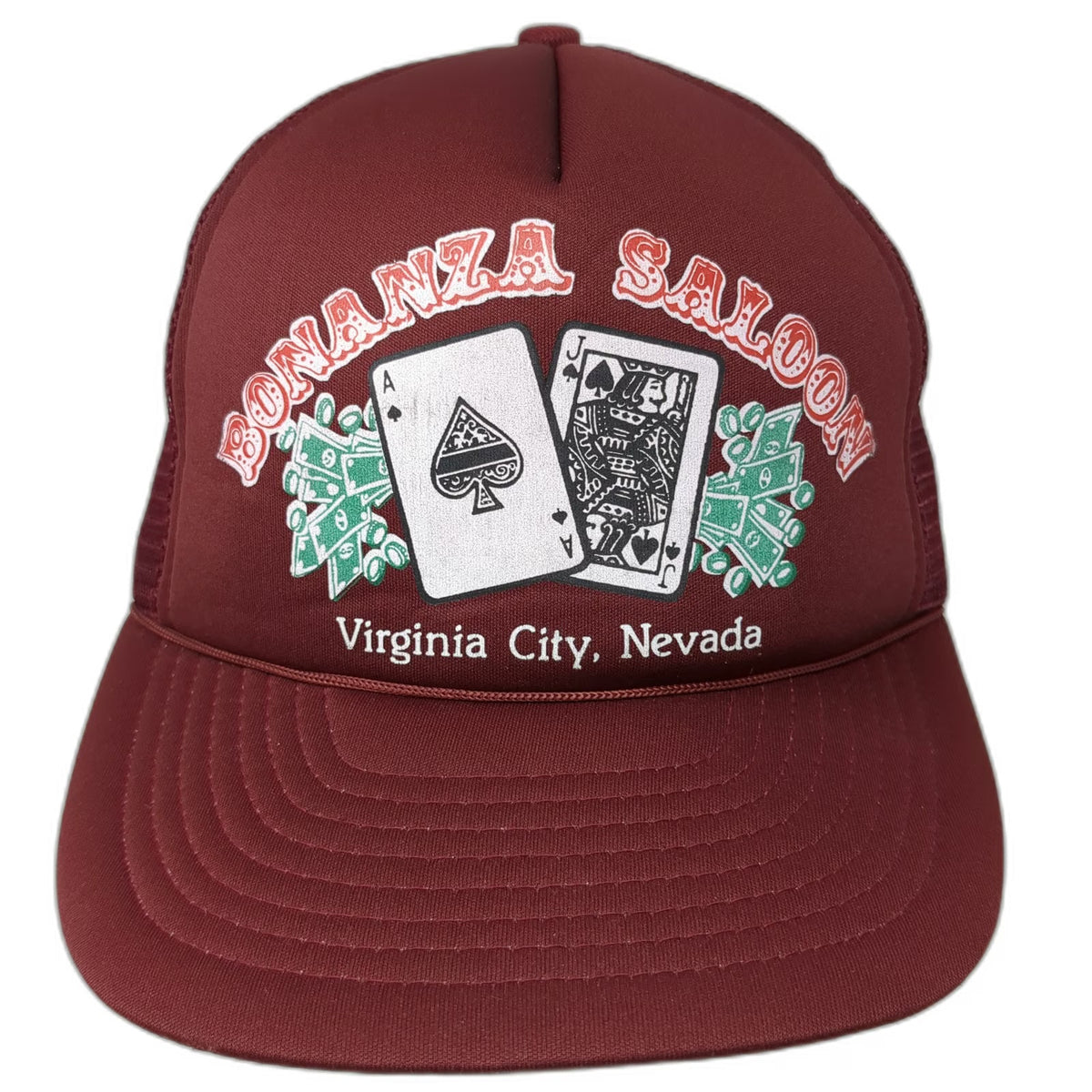 Red Trucker Hat One Size Bonanza Saloon Virginia City Nevada Poker Mesh Snapback