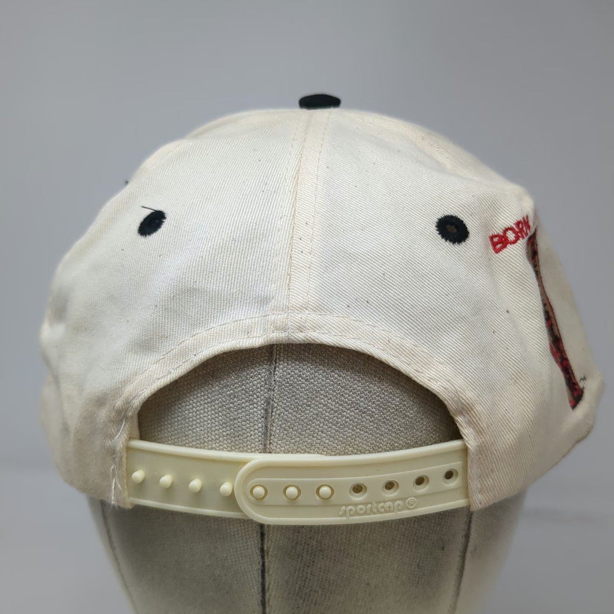 Sportcap Snapback Hat Beige One Size Born With An Attitude Two Tone Black Red