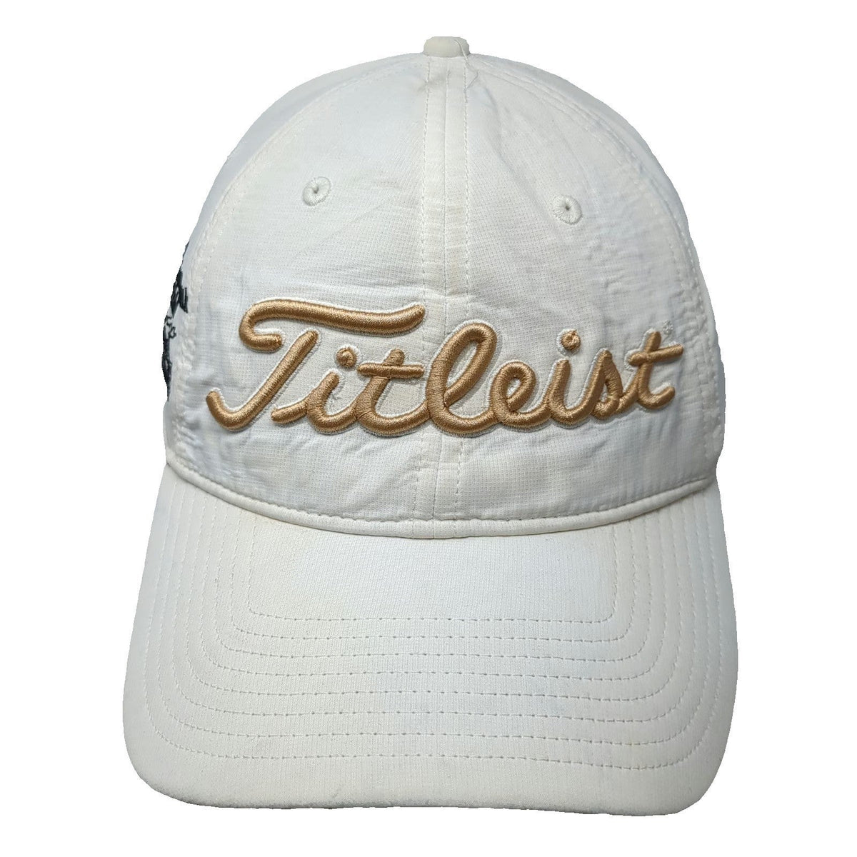 Titleist Baseball Cap White One Size Gold Script Raised Embroidery Bank Logo hat