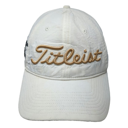 Titleist Baseball Cap White One Size Gold Script Raised Embroidery Bank Logo hat