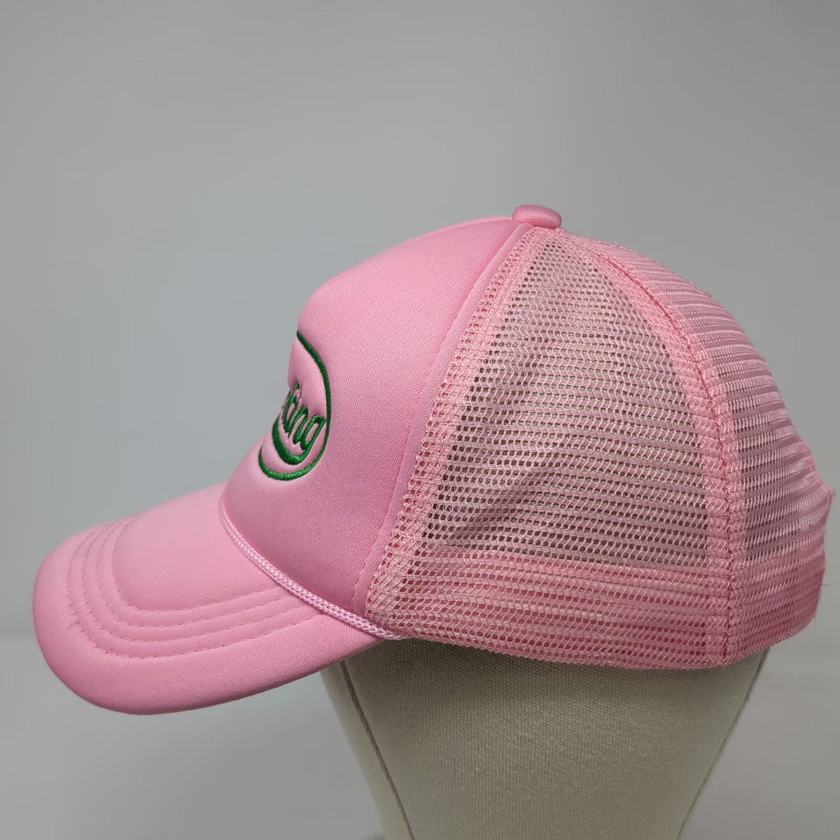 Pink Trucker Hat One Size Day Drinking Graphic Mesh Snapback Foam Crown Cap