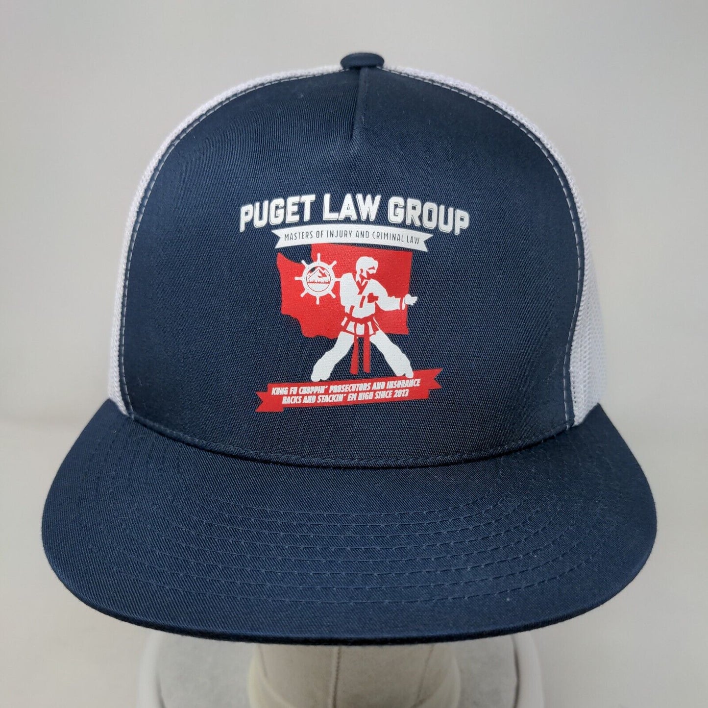 Puget Law Group Snapback Mesh Back Trucker Hat Blue One Size Colorblock