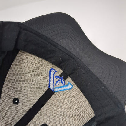 Image Solutions Strapback Hat Black One Size Embroidered Logo 6 Panel