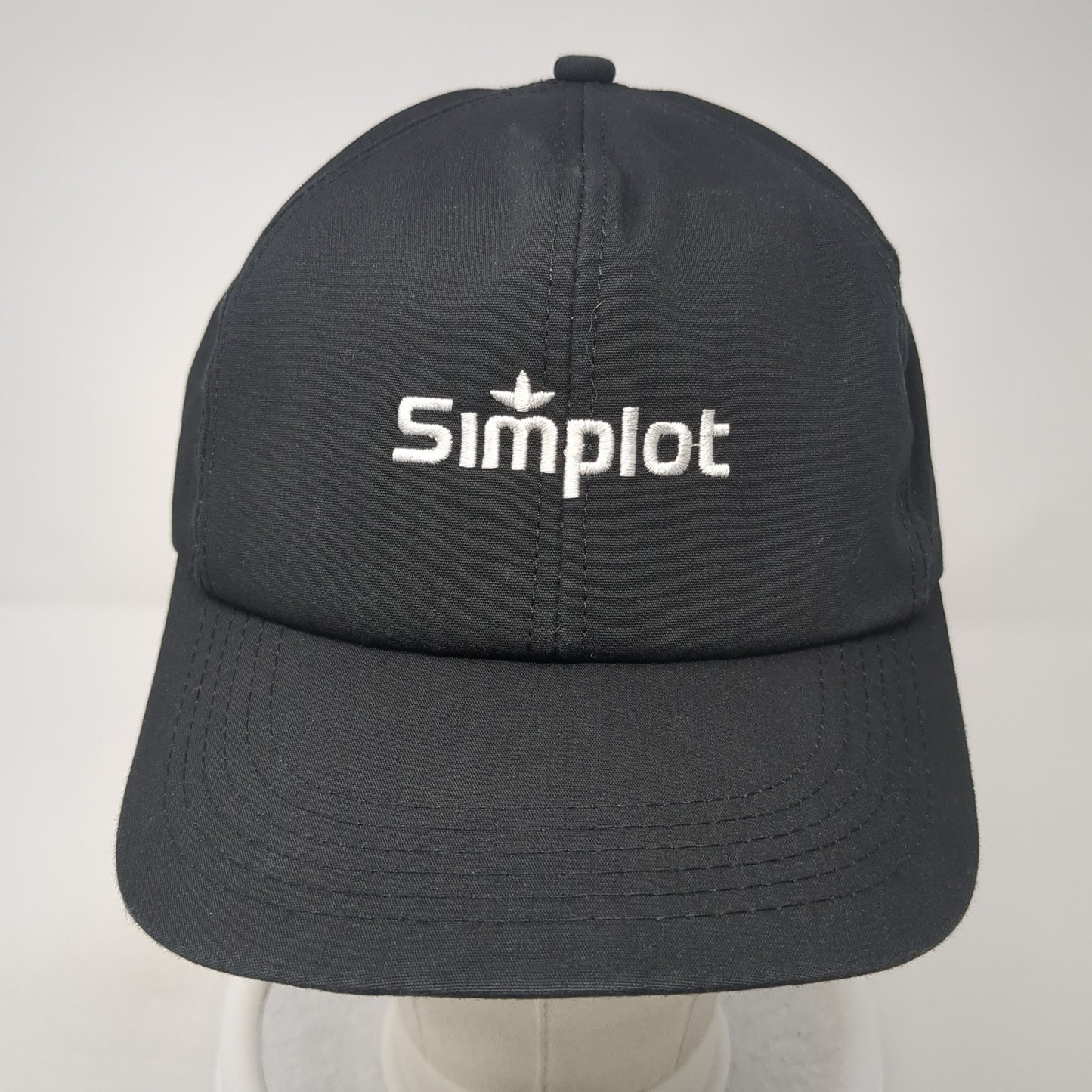 Simplot Snapback Hat Black One Size Adjustable Embroidered Solid 6 Panel