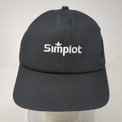 Simplot Snapback Hat Black One Size Adjustable Embroidered Solid 6 Panel