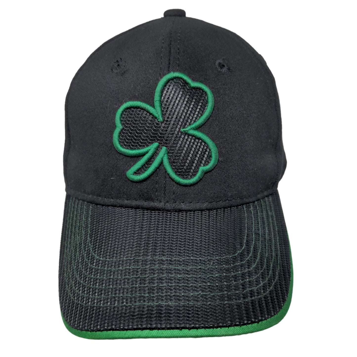 Unbranded Men's Strapback Hat Black Size OSFM Embroidered Clover Leaf Logo