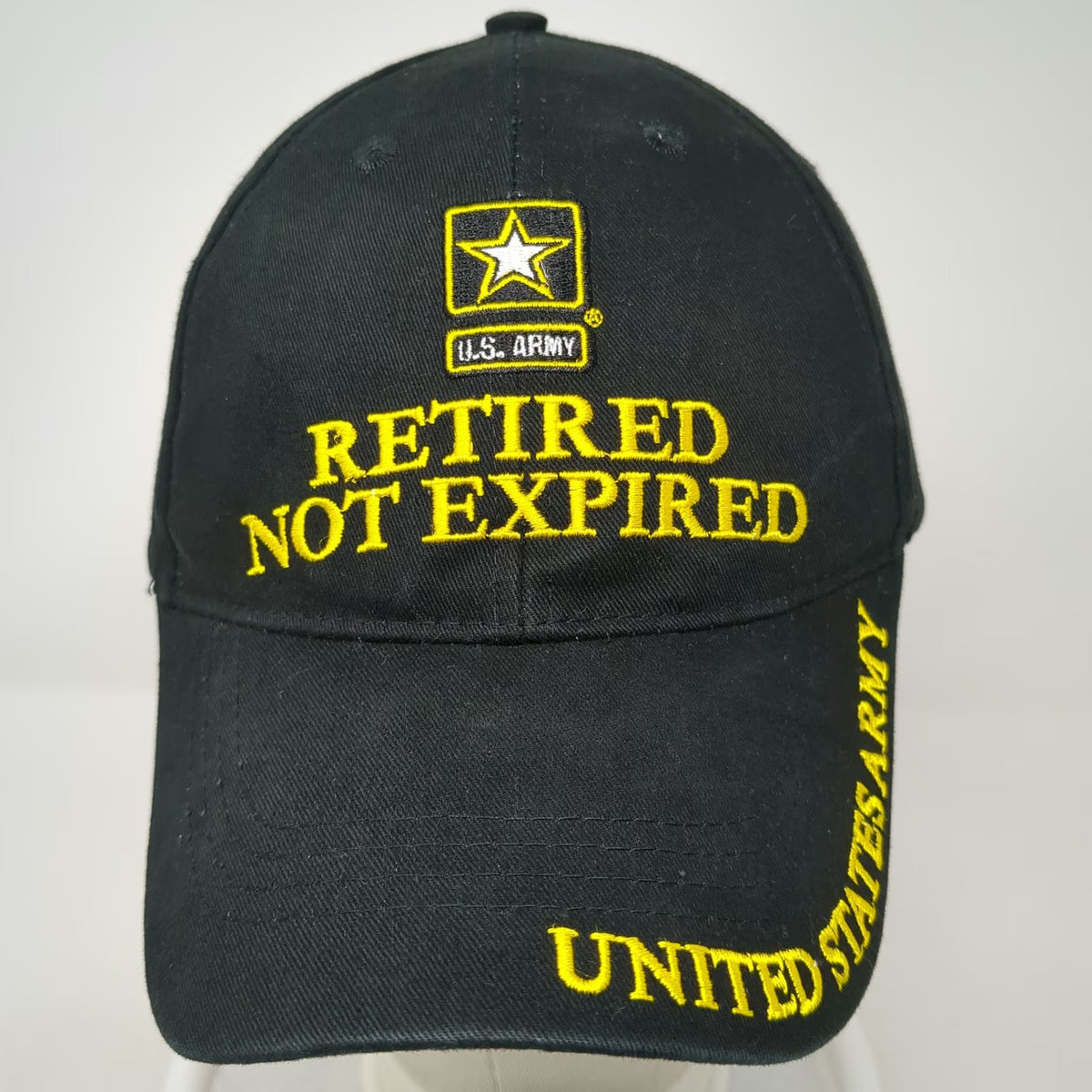 Eagle Crest Baseball Cap Black One Size Retired Not Expired US Army Veteran Hat