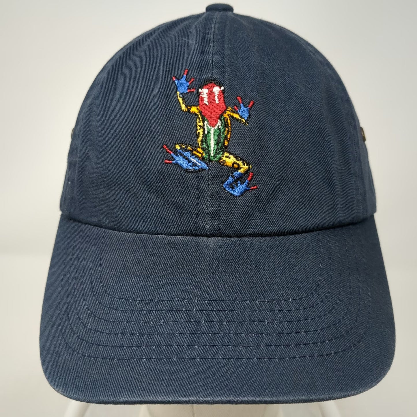 Sportsman Baseball Cap Blue One Size Embroidered Frog Cotton Slideback Hat