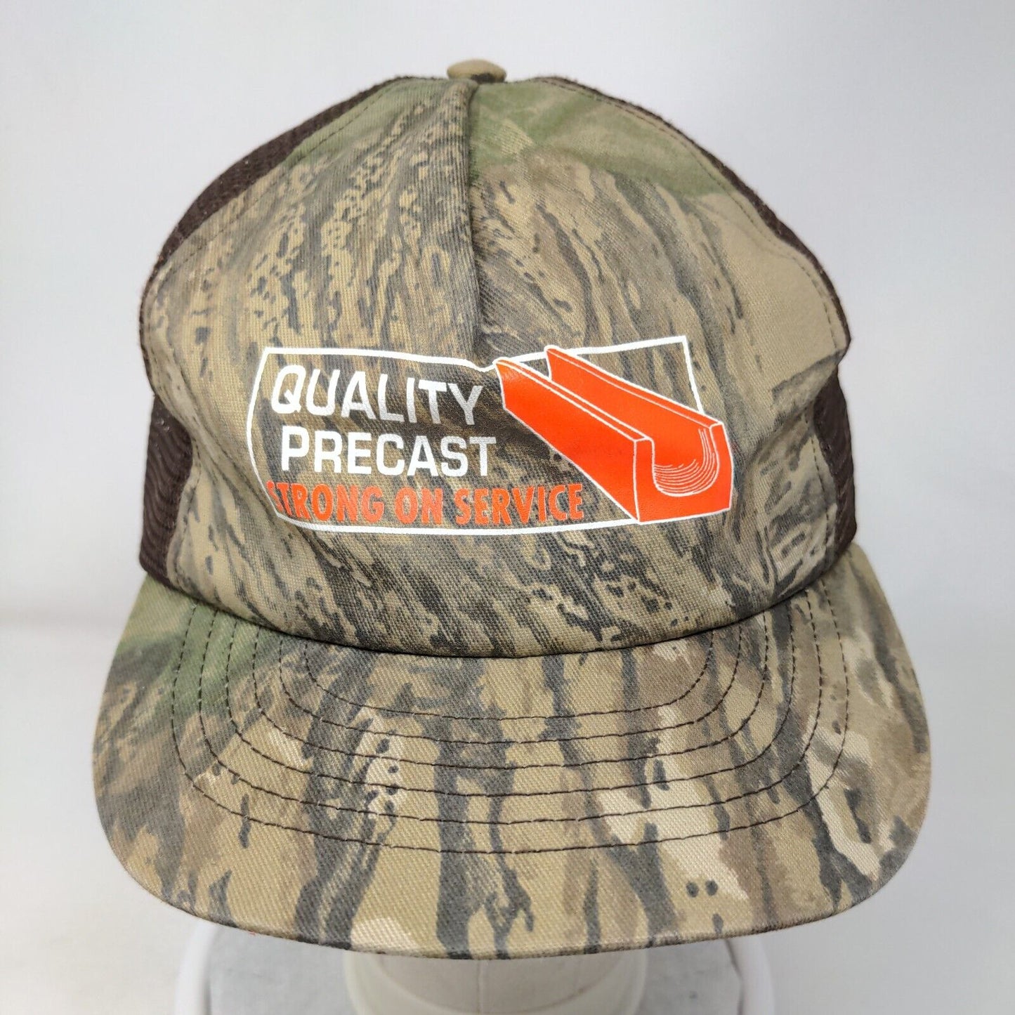 Quality Precast Strong On Service Mesh Back Trucker Hat Camo OSFA Breathable