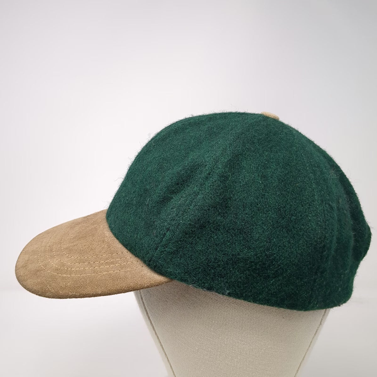 Country Gentleman Baseball Cap Green Brown One Size Wool Suede Slideback Hat