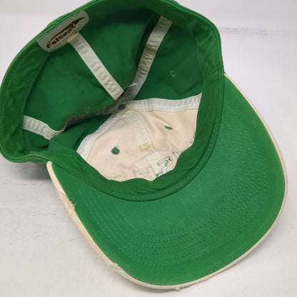 Falcon Baseball Cap White Green One Size Distressed Irish Shamrock Frayed Hat