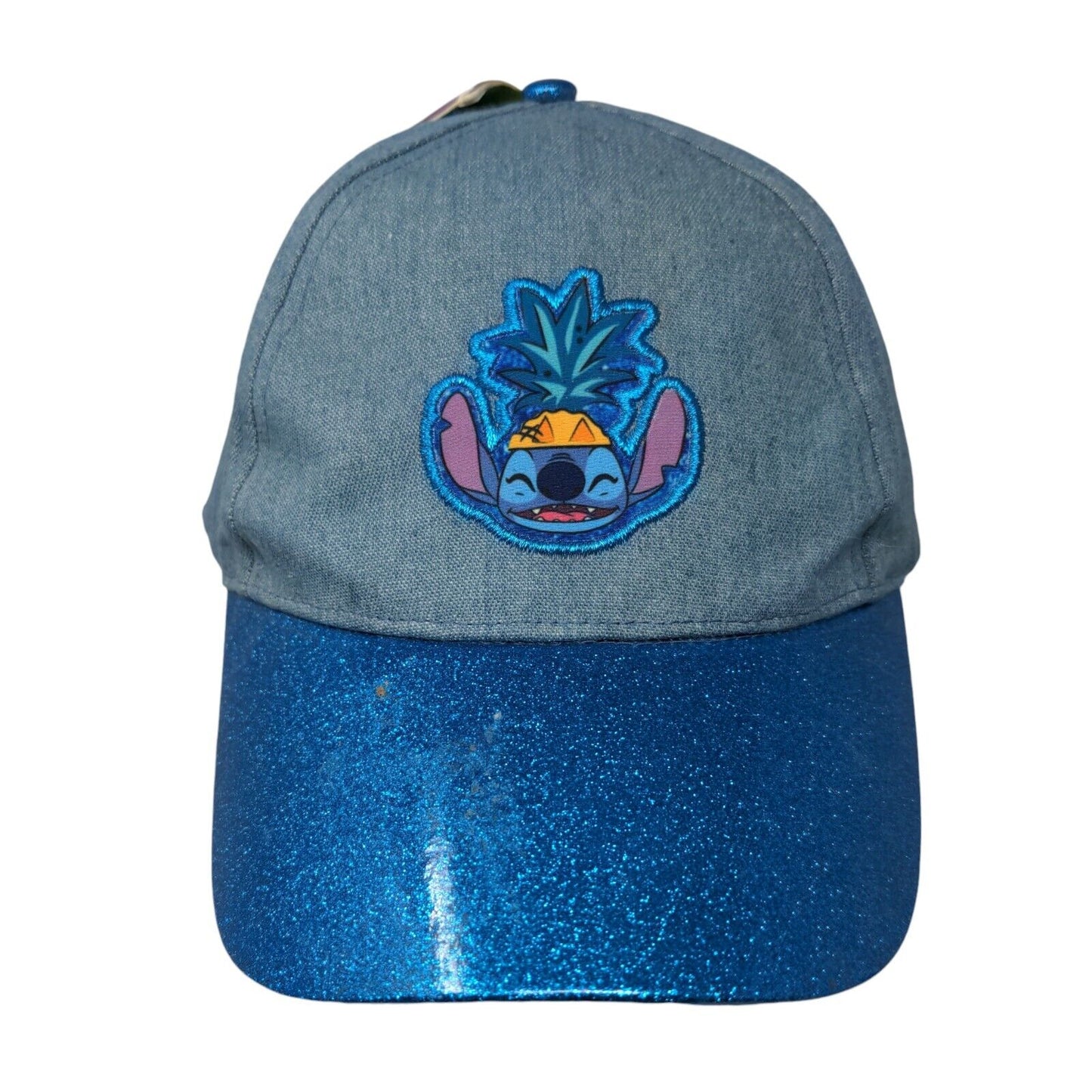 Disney Stitch Strapback Hat Blue OSFM Adjustable Sparkle Glitter W/Tags
