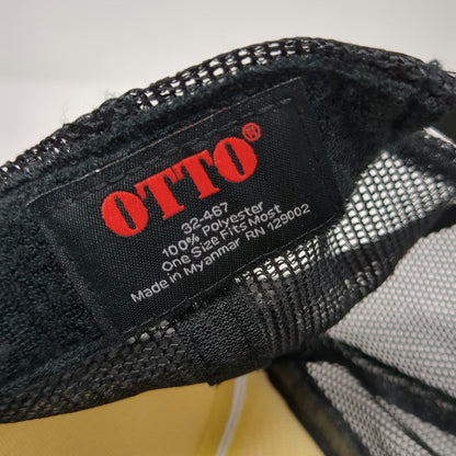 Otto Trucker Hat Black White One Size ENS Globe Logo Mesh Snapback Rope Hat