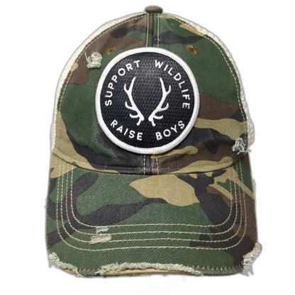 Judith March Green One Size Trucker Hat Support Wildlife Raise Camo Antlers
