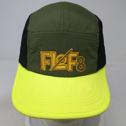Float 5 Panel Hat Green Black Yellow OS Strapback Flat Brim Nylon FI2F8 Outdoor