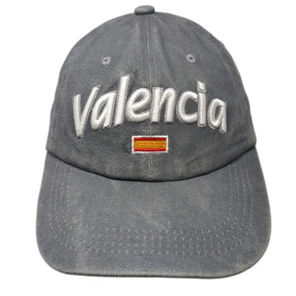 Gray One Size Baseball Cap Valencia Spain Flag Slideback Cotton Embroidery hat