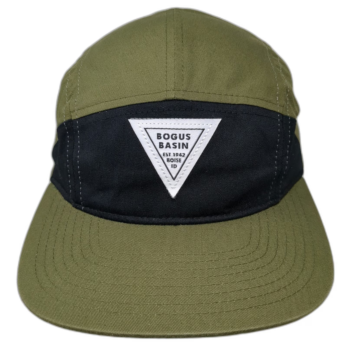 Bogus Basin Boise Idaho 5 Panel Green One Size Hat Leather Strapback Ski Resort