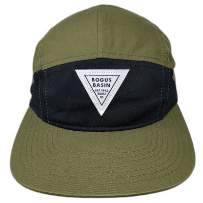 Bogus Basin Boise Idaho 5 Panel Green One Size Hat Leather Strapback Ski Resort