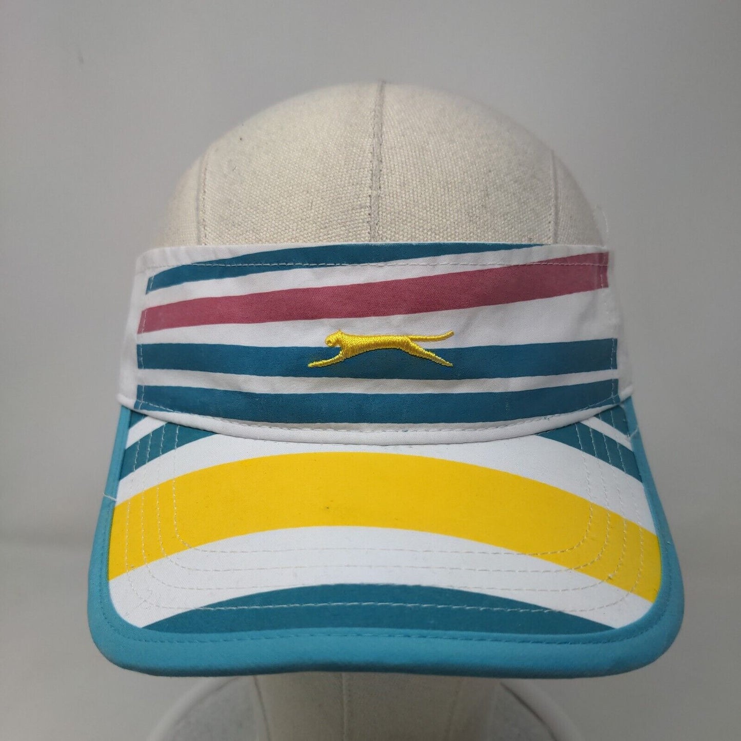 Slazenger Men's Strapback Sun Visor Cap Hat Multicolor Striped OS Embroidered