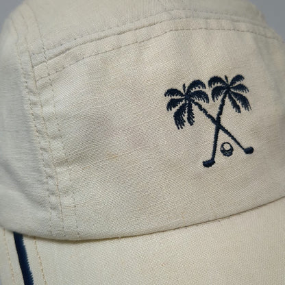 Caribbean Joe 5 Panel Beige One Size Golf Palm Tree Linen Strapback Hat
