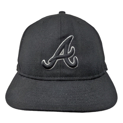 New Era Men's Fitted Hat Black 7 1/2 Embroidered Atlanta Braves Logo 59Fifty