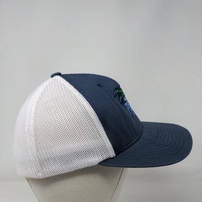 Florida Palms Lacrosse Fitted Mesh Back Trucker Hat Blue One Size Flexfit