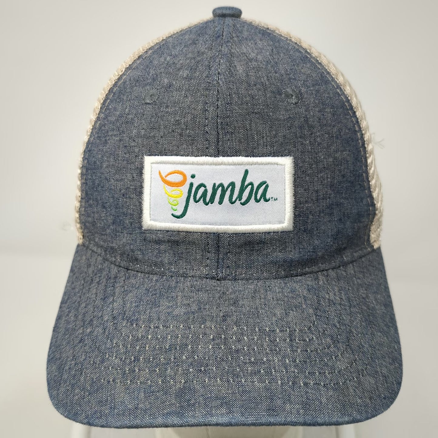 The Icebox Trucker Hat Blue One Size Jamba Denim Mesh Back Snapback Logo Hat