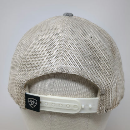 Ariat Trucker Hat Gray One Size Mesh Back USA Flag Logo Snapback Flexfit 110