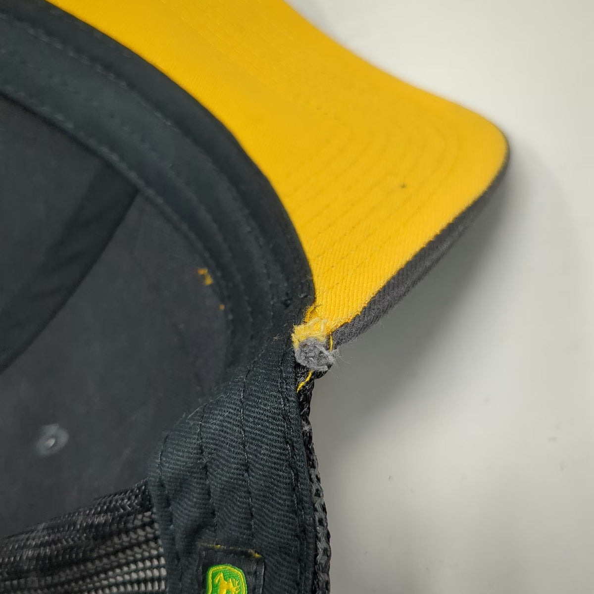 John Deere Trucker Hat Gray Yellow One Size Mesh Snapback Patch Logo Underbrim