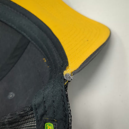 John Deere Trucker Hat Gray Yellow One Size Mesh Snapback Patch Logo Underbrim