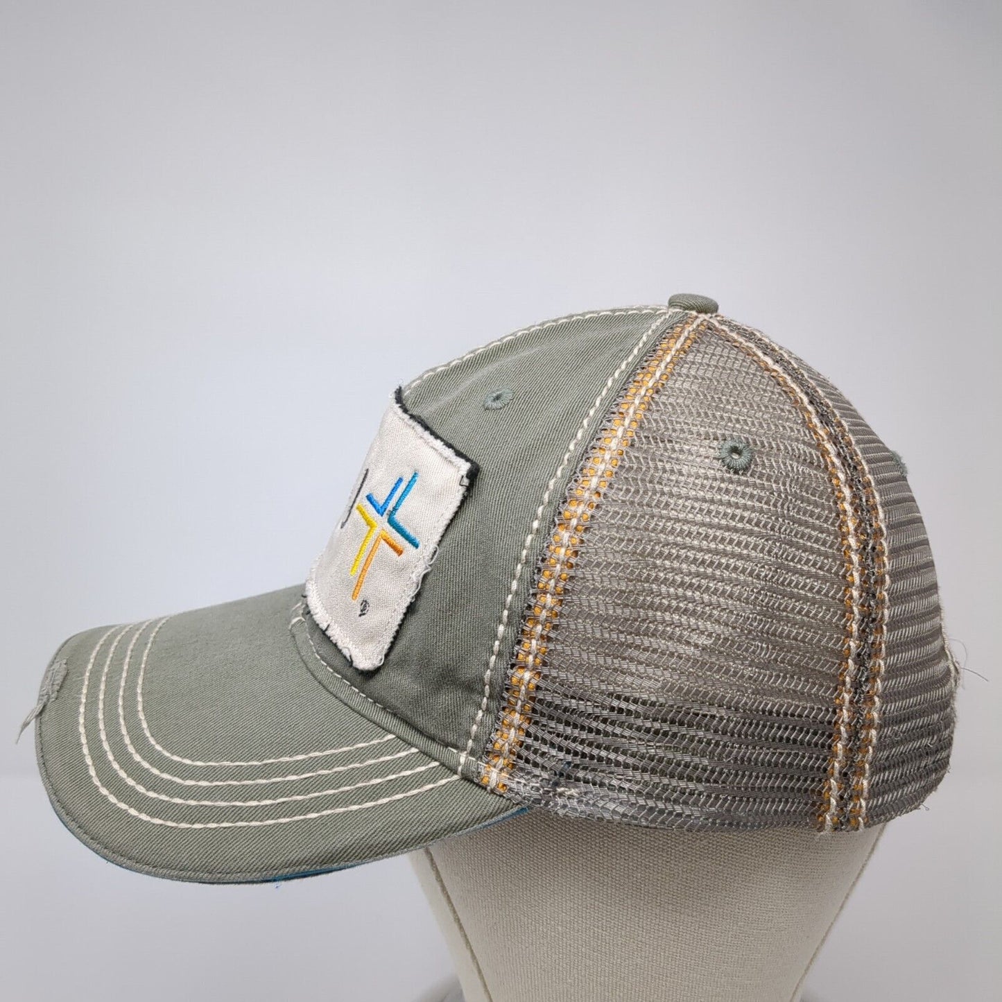 Cru Since 1951 Strapback Trucker Hat Gray OS Adjustable Mesh Back Distressed