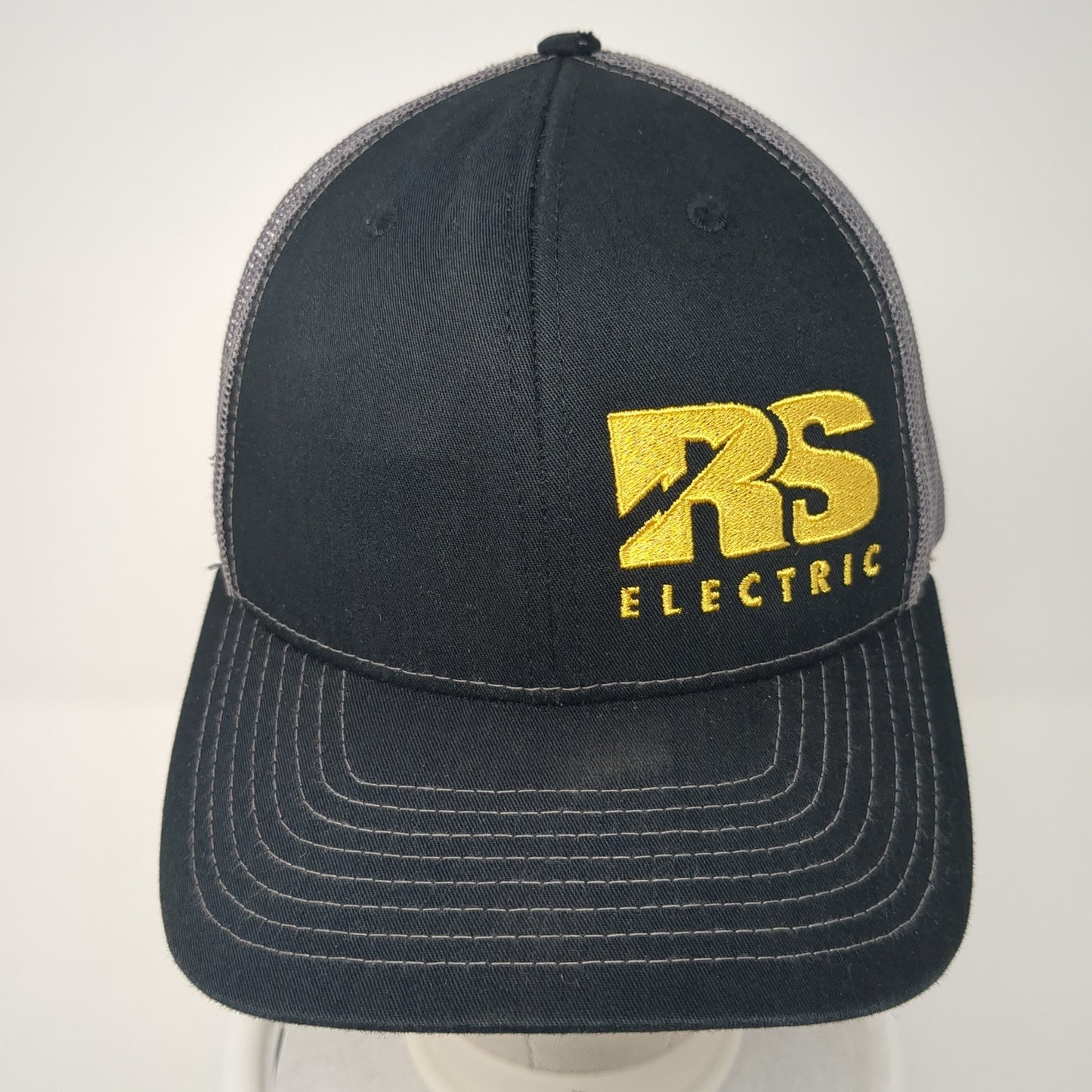 RS Electric Snapback Trucker Hat Black One Size Mesh Back Richardson