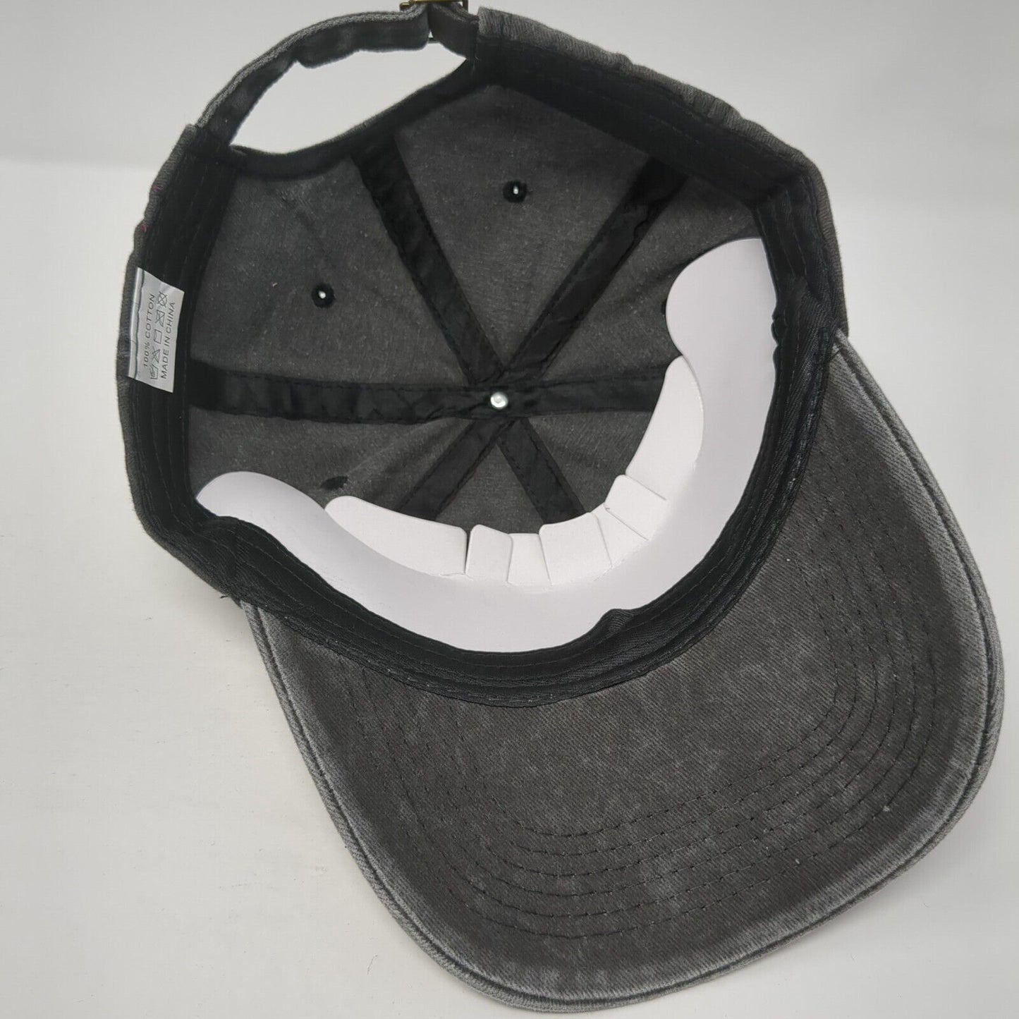Lil Smile Slideback Hat Gray One Size Adjustable Embroidered 6 Panel Cotton