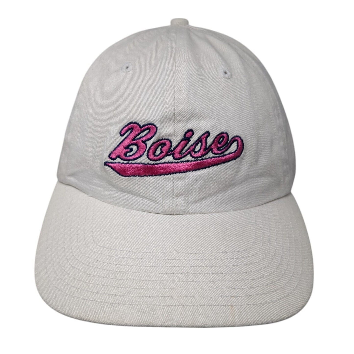 Boise Slideback Hat White One Size Adjustable Embroidered 6 Panel Perrin Cotton