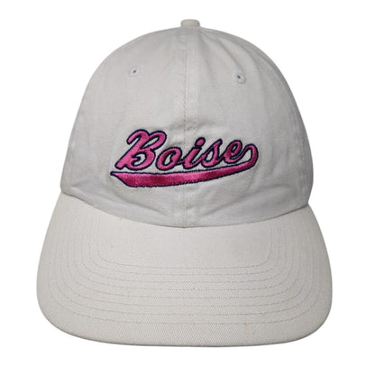 Boise Slideback Hat White One Size Adjustable Embroidered 6 Panel Perrin Cotton
