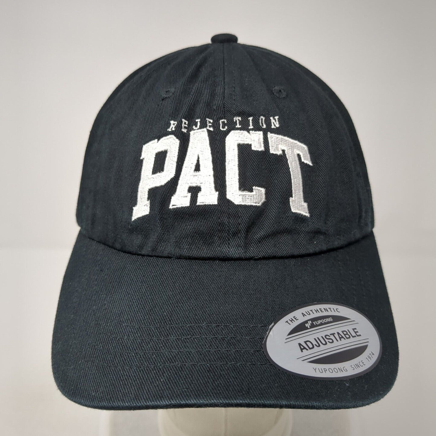 Rejection Pact Slideback Hat Black OS Adjustable Embroidered Classics Yupoong